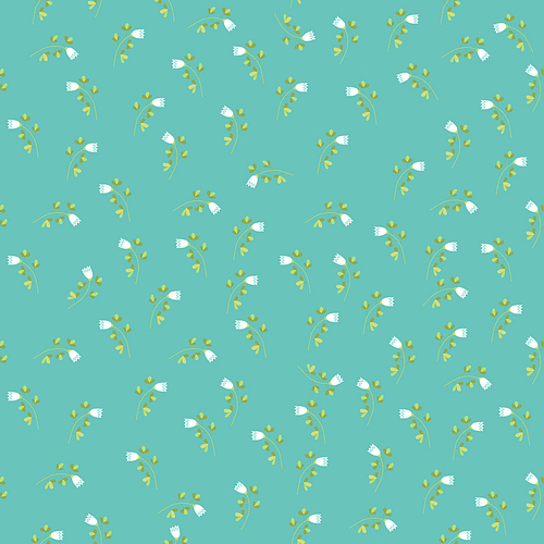 Seamless vintage flower pattern on blue background