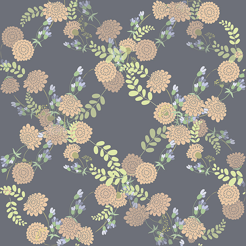 Seamless vintage  pink flower pattern on violet background