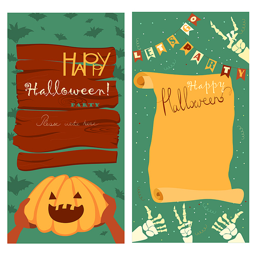 Trick or treat. Halloween poster background card. Vector illustration.