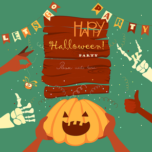 Trick or treat. Halloween poster background card. Vector illustration.