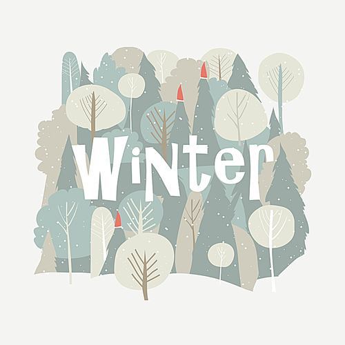 Vector cartoon winter forest. Christmas illustration