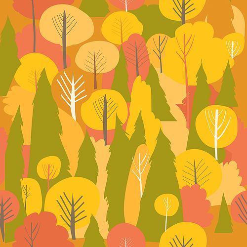 Seamless vector autumn forest pattern