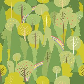 Seamless vector summer forest pattern