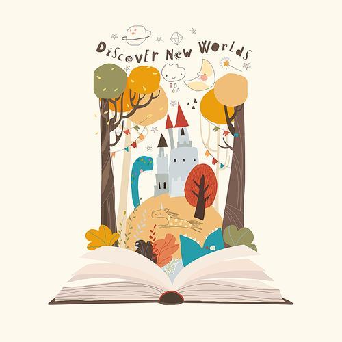 Cartoon Vector Illustration of Cute Magical Fairy Tale Kingdom Story Book