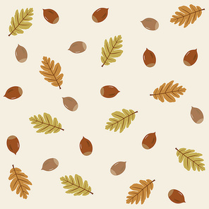도토리묵과 떡재료로 널리 사용되는 참나무의 도토리의 열매와 잎새 패턴