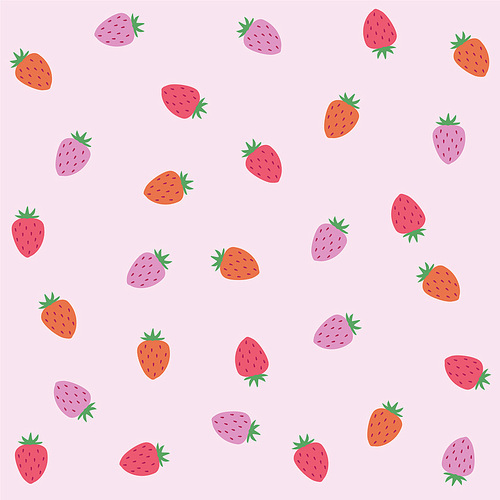늘 친숙한 우리의 대표적인 열매과일인 딸기의 분홍색 패턴