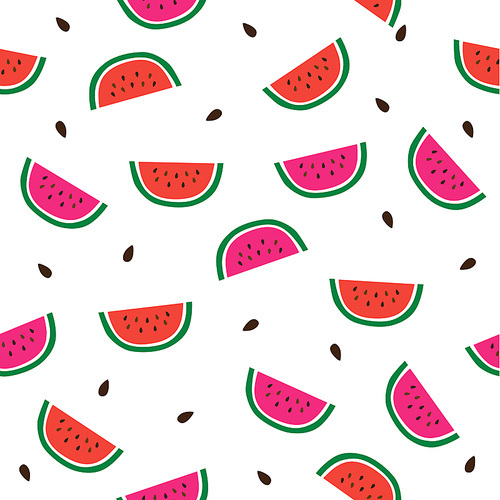 여름철의 대표적인 열매채소인 수박의 단면과 씨앗 패턴