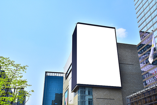빌딩 외벽 전광판 광고 목업배경