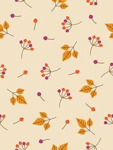 가을시즌 단풍잎과 나무열매 패턴배경