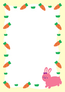 어린이집 유치원 일러스트 그림 배경 메모지 편지지 테두리 도안 세로 프레임 핑크 토끼 당근 무늬