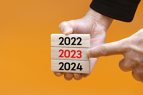 2023년으로 변화하는 과정을 나무 BLOCK으로 표현