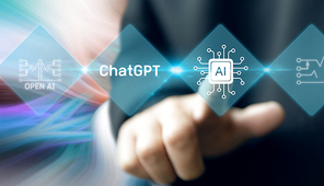 OpenAI에서 개발한 AI 인공 지능과 스마트폰 지능 Ai.Chat GPT 채팅에서 챗봇을 사용하는 사업가가 생성합니다. 미래 기술, 온라인 시스템의 로봇.