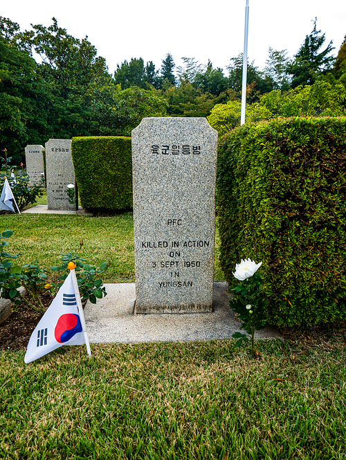 세계 유일한 유엔기념공원의 전사자 묘역에 헌화,대한민국