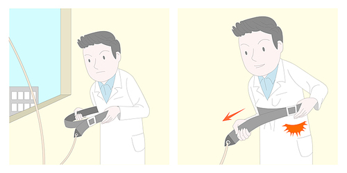 산업 안전 관리 소방 안전 삽화_완강기를 사용하는 사람