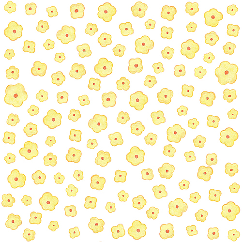 봄 수채화 일러스트 배경 - 노란색 꽃 패턴