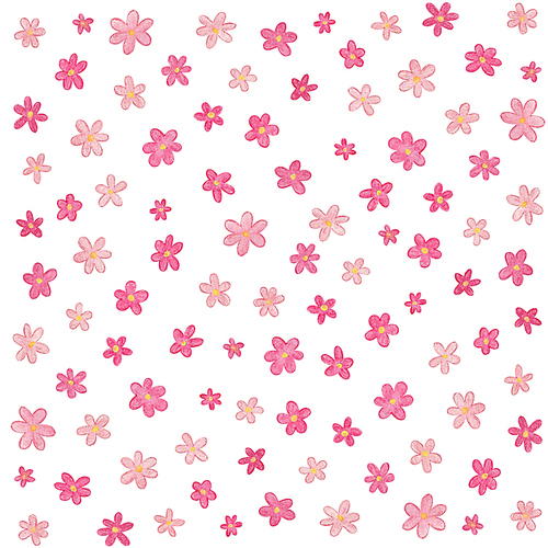 봄 수채화 일러스트 배경 - 분홍색 꽃 패턴
