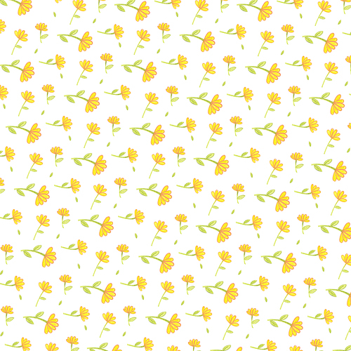 손으로 그린 노란색 꽃 패턴