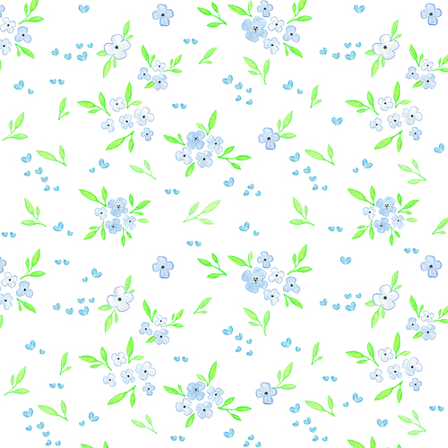푸른색 꽃과 줄기 패턴