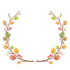 가을 프레임 일러스트-단풍과 열매, 나뭇가지