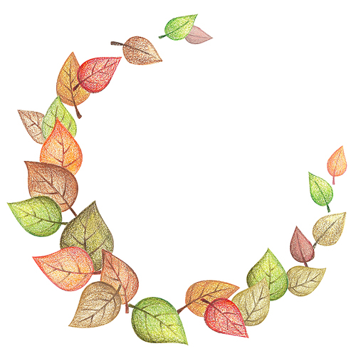 여러가지 색으로 물든 가을 낙엽 프레임