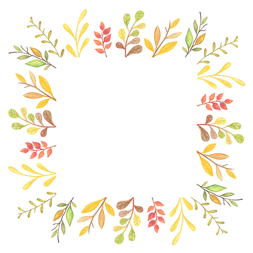 유토이미지 | 가을의 나뭇잎으로 만들어진 네모난 프레임