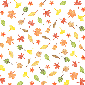 가을 일러스트 - 여러 가지 단풍잎, 은행잎 패턴