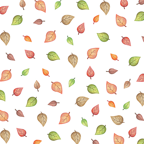 가을 일러스트 - 여러색으로 물든 단풍잎 패턴