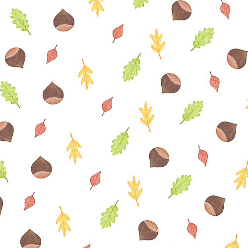 가을 패턴 - 나뭇잎과 밤