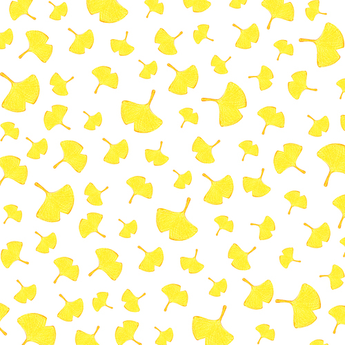 가을 패턴 - 여러 크기의 노란색 은행잎