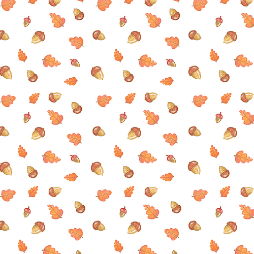 가을 패턴 - 도토리와 도토리 잎