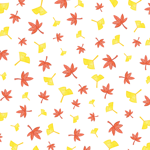 가을 패턴 - 여러 크기의 은행잎과 단풍잎