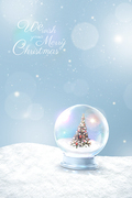 스노우볼안에 크리스마스트리와 눈내리는 배경 백그라운드 이미지 그래픽 합성