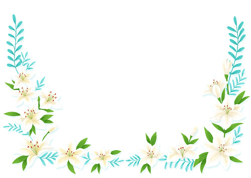 흰색 백합 꽃 부활절 기념일 프레임 오브젝트 일러스트