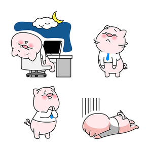 재미있는 돼지 이모티콘 캐릭터들 컬렉션 벡터 세트