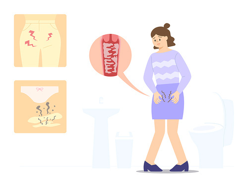 질염증상 통증 냄새 간지러움 자궁그림 여성질환 벡터 일러스트