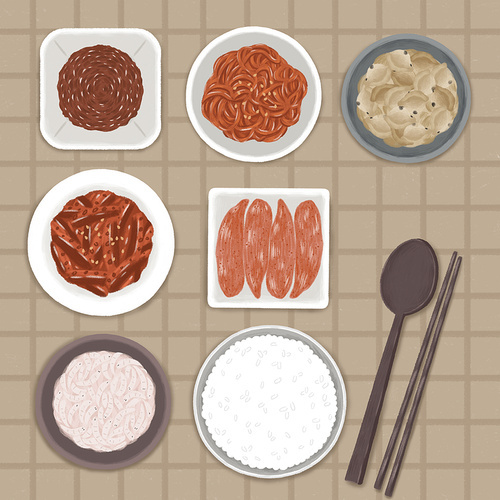 대한민국 전통음식 젓갈 이미지 일러스트