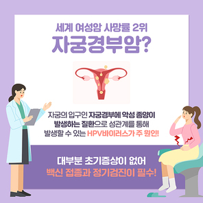 퍼플리본과 주사기가 있는 자궁경부암 예방접종 카드뉴스 2