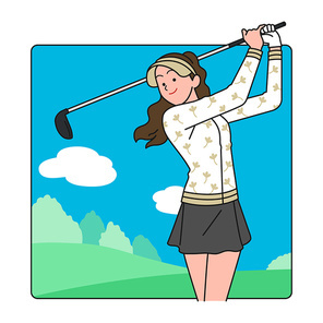 골프 앱 메인 화면 스윙하는 모습 벡터 이미지 일러스트