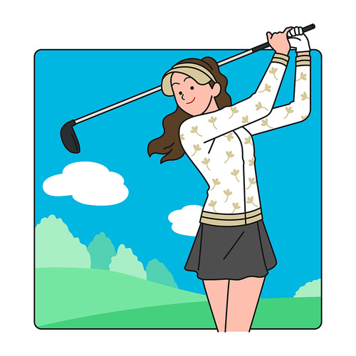 골프 앱 메인 화면 스윙하는 모습 벡터 이미지 일러스트