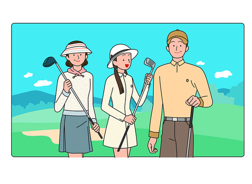 골프 앱 메인 화면 가족골프 모임 벡터 이미지 일러스트