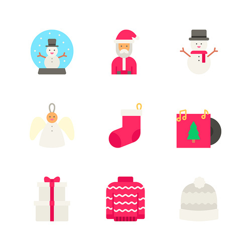 크리스마스와 겨울 쇼핑 오브젝트 벡터 이미지 아이콘