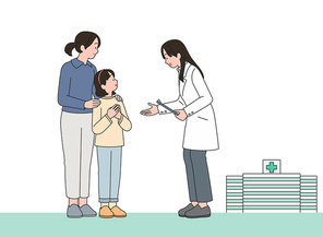 성조숙증 진료_병원 상담하기 벡터 일러스트