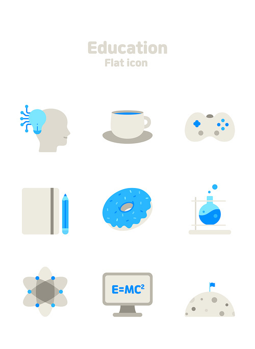 창의력교육_플랫스타일 교육 벡터 아이콘
