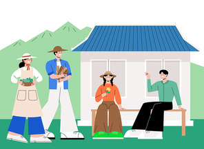 트렌드일러스트_시골 생활 체험 벡터 일러스트