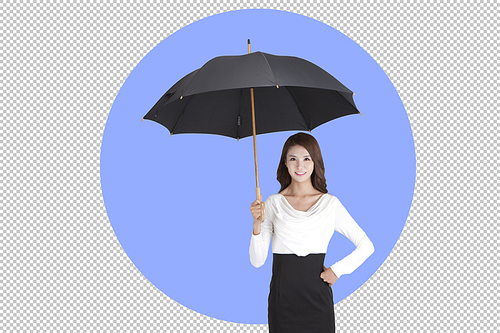 검정 우산을 쓴 여성 png 누끼