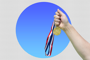 금메달을 잡고 있는 손 PNG