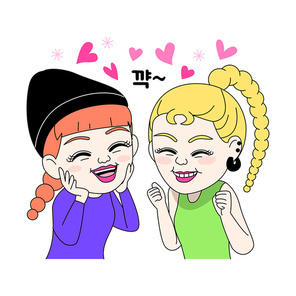 MZ세대_웃고 있는 여자들 벡터 이모티콘