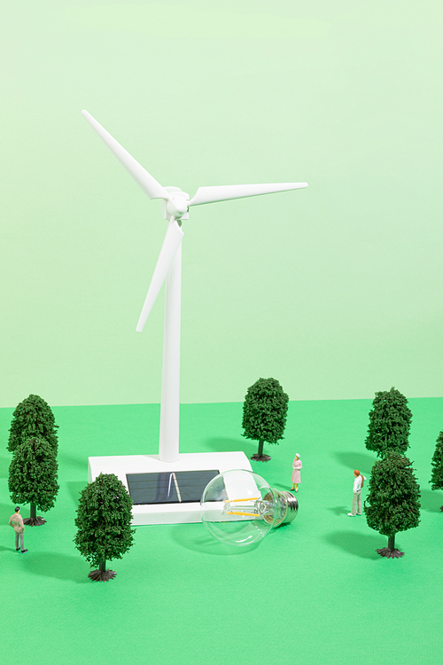 환경보호_풍력발전 나무모형 사진