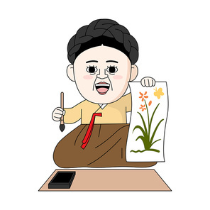 위인캐릭터_신사임당 캐릭터 벡터 일러스트