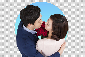 뽀뽀하는 커플 PNG 누끼